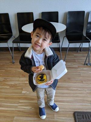 This little guy loves  JJ donuts! Lots of donuts to choose from!