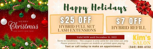 Get pampered this holiday season? Prep for holiday parties with new lashes? We'd love to see you soon call/text today to make an appointment