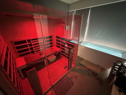 Contrast therapy room (lights off and shades closed). This is the smallest of the rooms but there's still has plenty of room to move around.