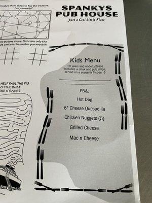 Kids menu!