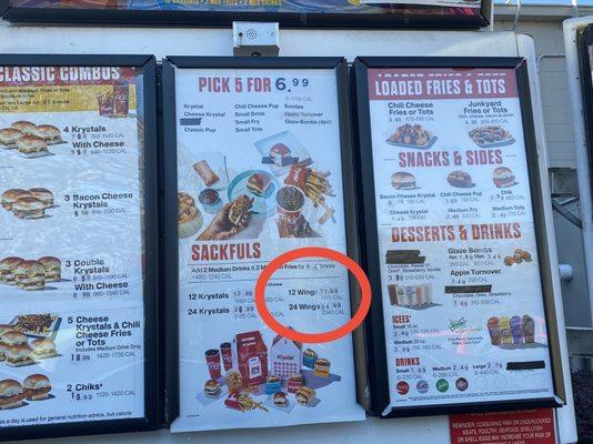 Full Drive thru menu