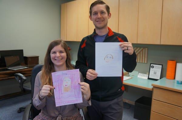 We love the portraits of us made by one of our younger patients!