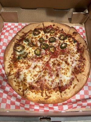 Medium Pizza half cheese, half jalapeño