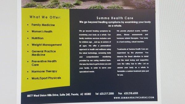 you can also book an appointment through email. Their email is  info@summahealthcareaz.com