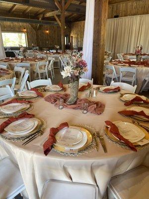 Holy Family Gala at Clark's Orchard . Linens provided by Chelsea Cholas Event /Wedding and Jessi from EZ Events .