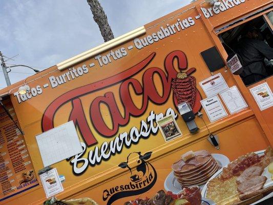 Can't miss this bright orange truck.