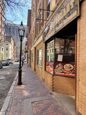 The outside of the shop, along Myrtle Street