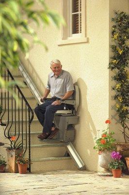 Stannah outdoor stairlifts are available for straight stairs.