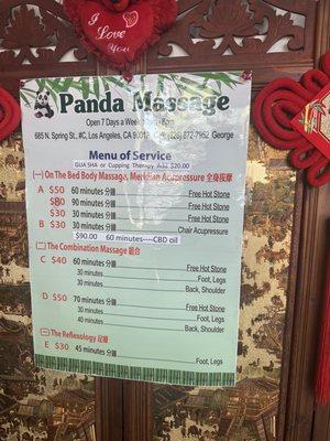 Menu and Prices