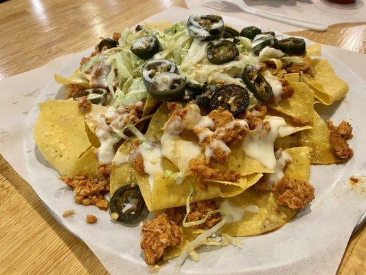 Asian Nachos with Spicy Chicken Dakbulgogi Instead of bulgogi. Delicious!