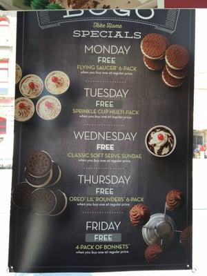 Weekly Ice Cream Specials - June 2016