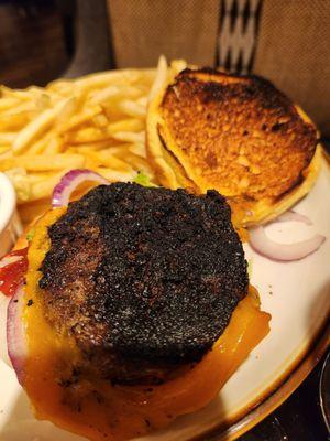 This after waiting an hour. It is supposed to be a medium-rare burger? And was cold! The plate was warmer than the hockey puck!