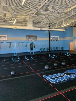 State of the art floating floor. Decreases impact on joints and helps you stay injury-free while you workout.