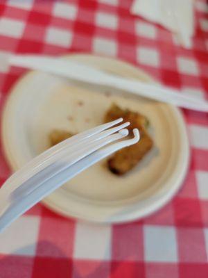 Careful, fried pickles are so hot they melted my fork.