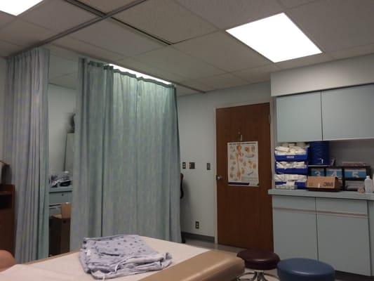 Inside cast room which they're using as a patient room