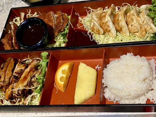 04.09.23 3-item bento - Chicken Katsu, Beef Teriyaki, DF Gyoza $24.95