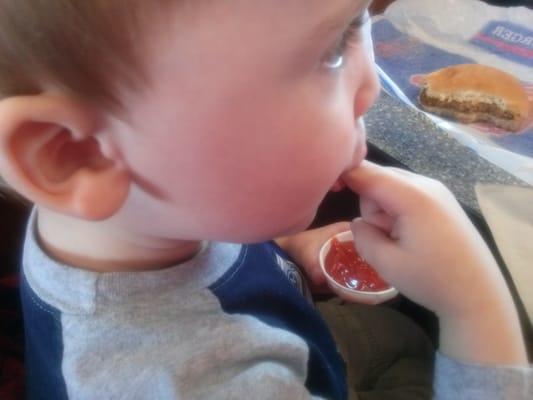 He really likes ketchup.