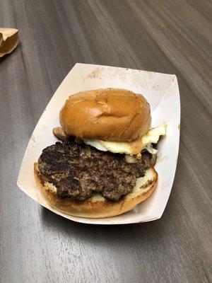 Sidewalk Burger, no cheese. This was how it looked by the time I walked 2 blocks