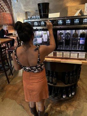 Self-service wine tasting machine.