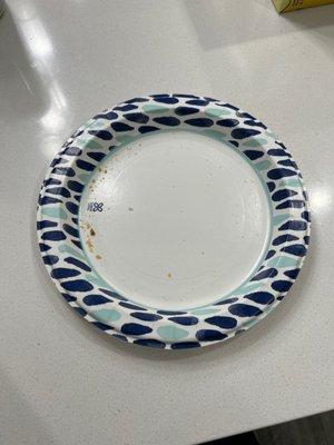 An empty plate...actually the crumbs I have to eat for dinner