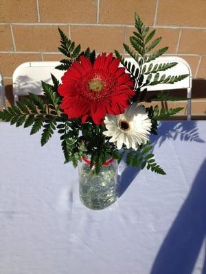 Our center piece with flowers from Visser's