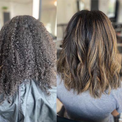 Curly balayage  Stylist: Jada Holmes