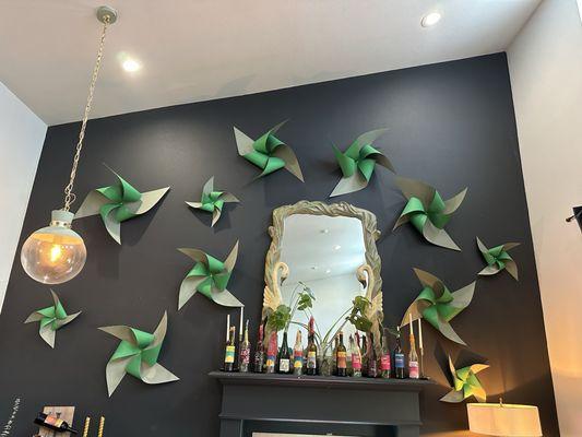 Pinwheel decor in back room