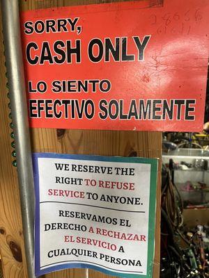 Cash only.