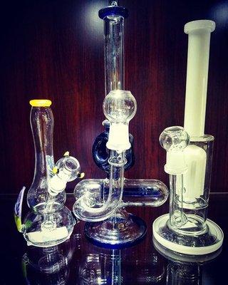 Water pipes are available in many designs and colors. Glass, silicone, ceramic, and other materials as well.