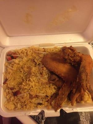 Pork fried rice & chicken wings