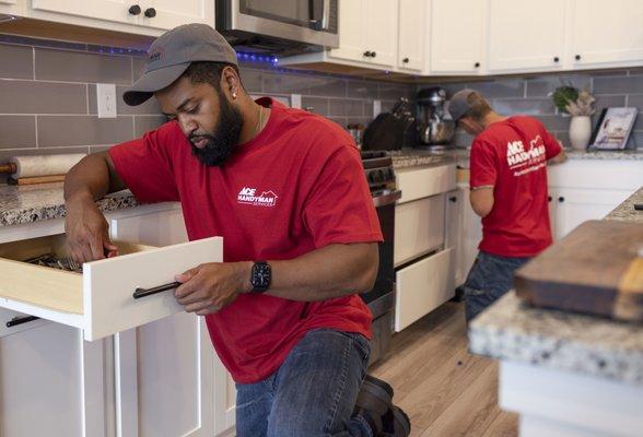 Ace Handyman Services installing kitchen drawers