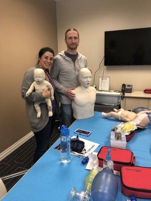 Students learning CPR