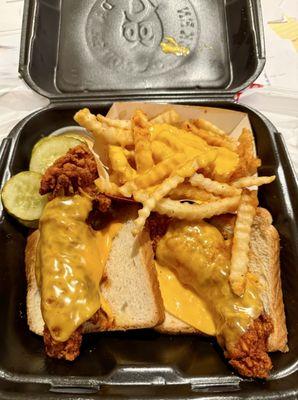 Dave's #1--2 Tenders Hot w/Cheese w/ Fries & Cheese