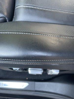 Damaged seat from window tint solution.