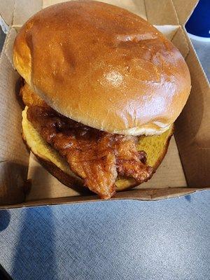 New Batter fried chicken sandwich. Pretty good,needs mayo or something