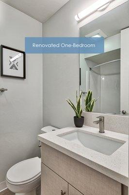 Bathroom - renovated unit at The Meadows Apartment Homes