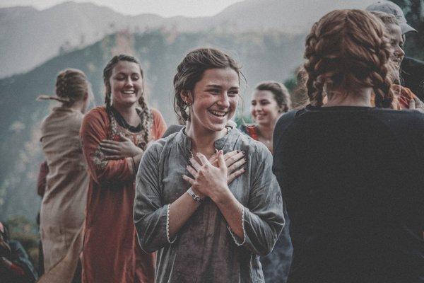 YWAM Orlando Student with hands on heart in Nepal