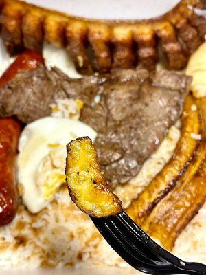 Sweet plantain in Bandeja Paisa - takeout