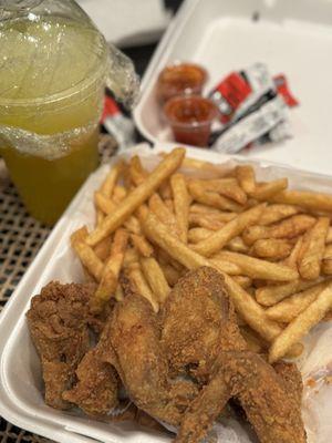 Chicken wings and fries