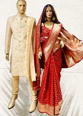 Sherwani and banarasi silk saree