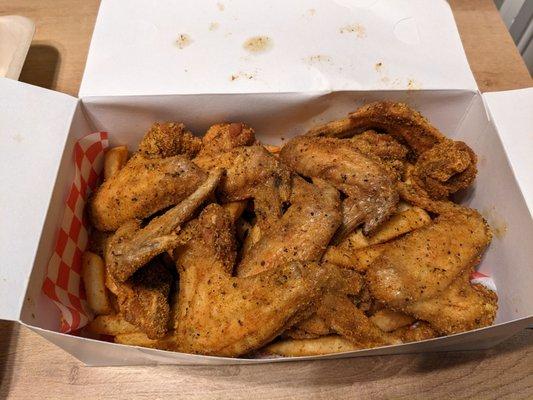 Lemon Pepper wings and fries