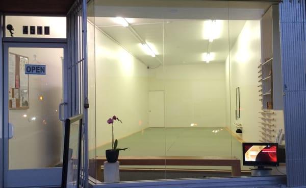 Aikido Academy Los Angeles through the front window view... Traditional Japanese martial arts dojo, Mid-city Los Angeles, California.