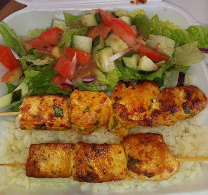 Excellent chicken kebab plate