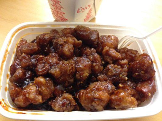 General Tso's Chicken close up.