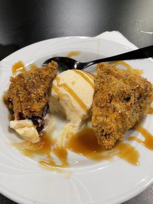 Fried bread pudding dessert