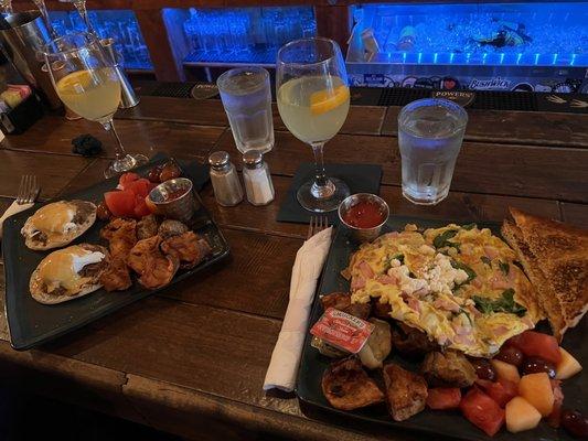 Frittata and Braised short rib Benedict...and of course, bottomless Mimosas'.