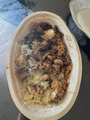 This apparently is a burrito Bowl with double chicken