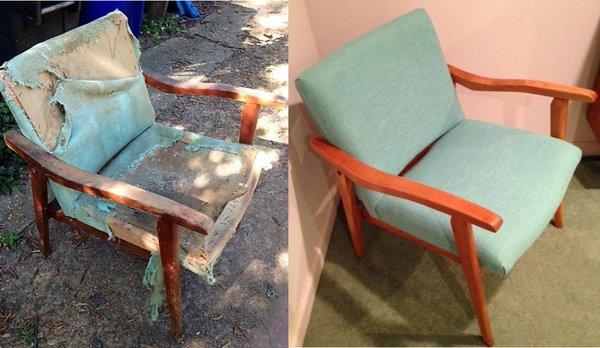 Before and after mid-century chair