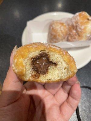 Hazelnut filled donut