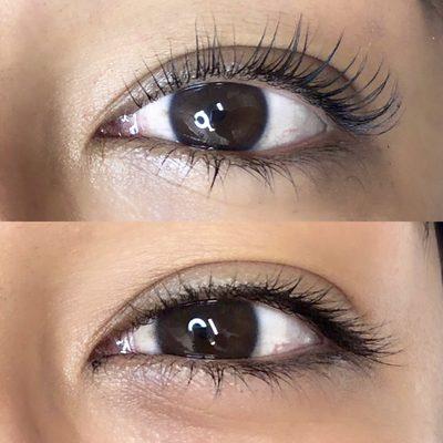 Eyelash lift and tint, lasts for 2-3 months